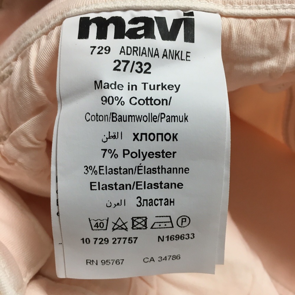 NEW Mavi Jeans 27 Pink Adriana Ankle Mid Rise Super Skinny Stretch Denim - Picture 14 of 15